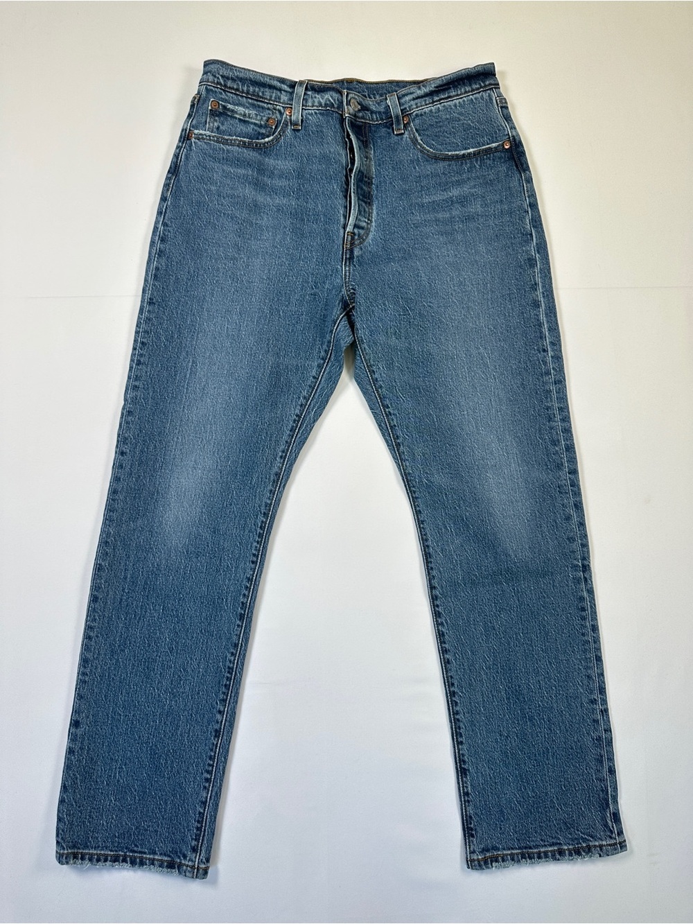Levi’s 501 High Rise Straight Leg Jeans Medium Wash Stretch W32 L30 90s